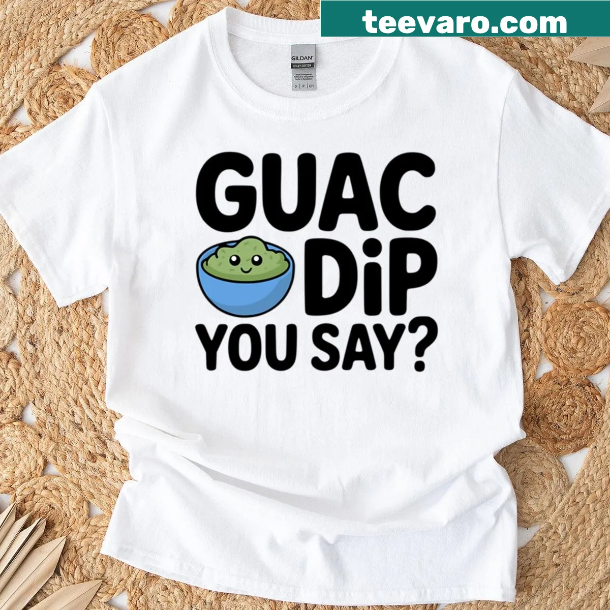 Cute guacamole pun on a t-shirt with playful avocado graphics — on a men's t-shirt