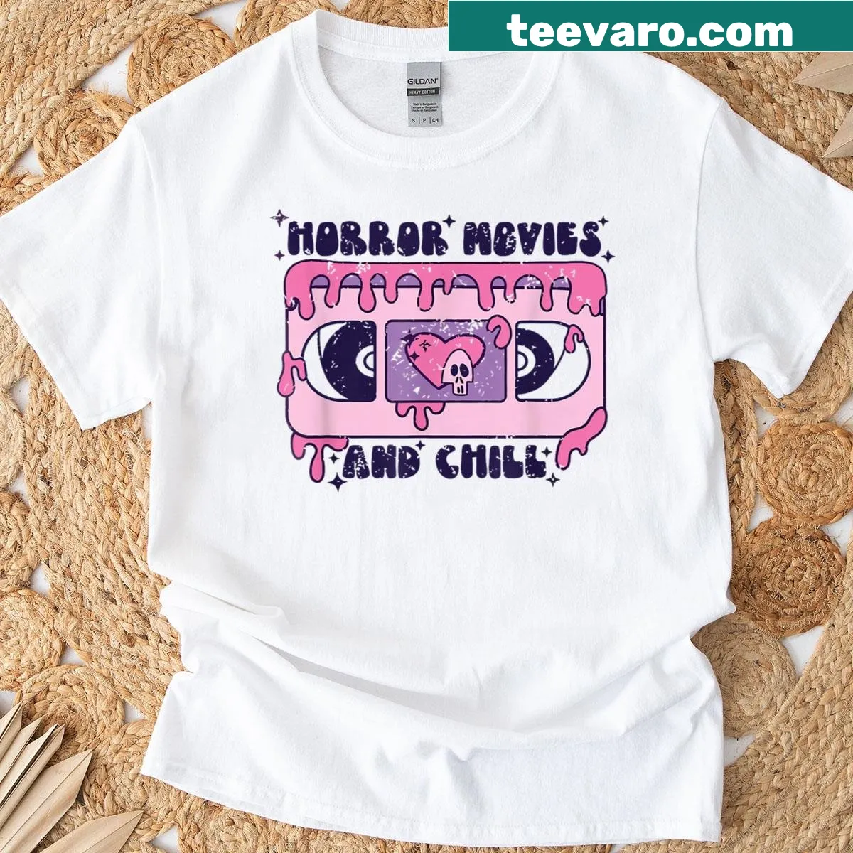 Distressed tee featuring Halloween horror movies phrase — on a men's t-shirt