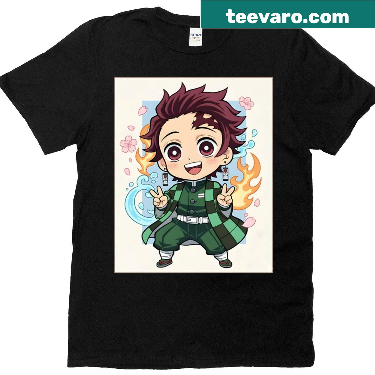 Illustrated Hanafuda card graphics on a hero-themed T-shirt — on a men's t-shirt
