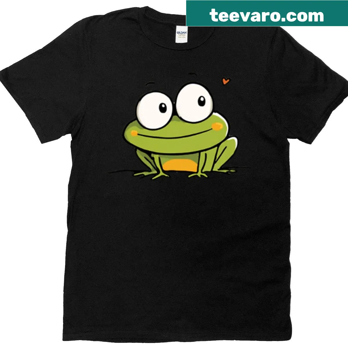 Cute oversized T-shirt with a happy frog cartoon design — on a men's t-shirt