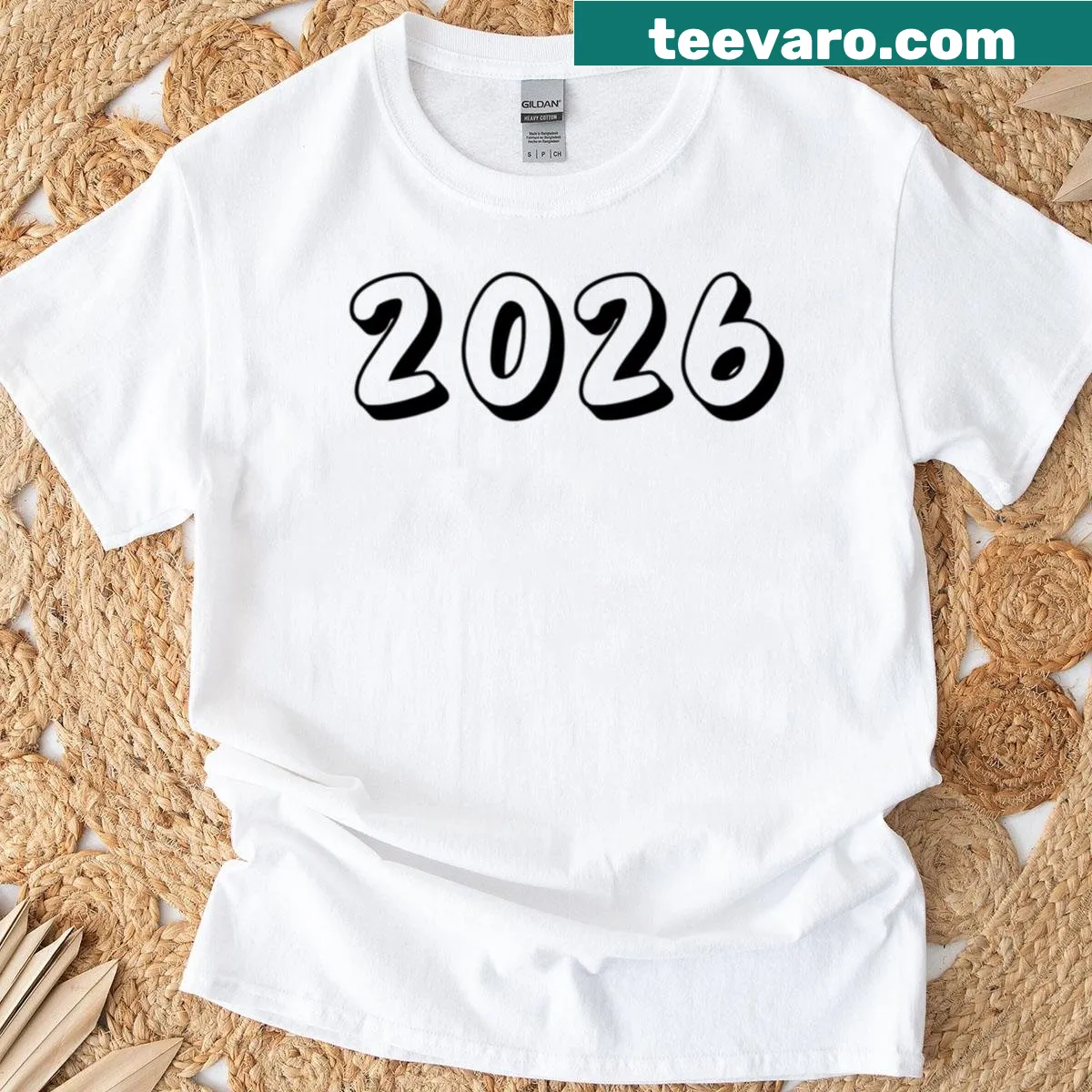 Festive New Year 2026 t-shirt featuring fireworks design — on a men's t-shirt