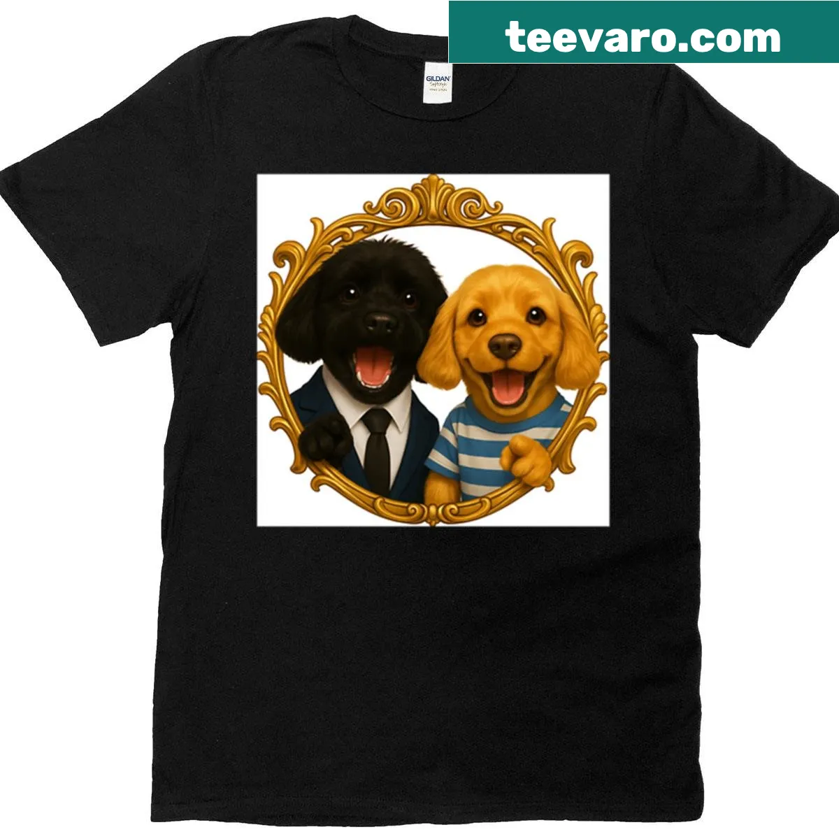 Funny dog duo illustration on the t-shirt — on a men's t-shirt