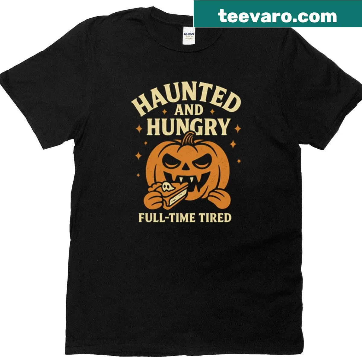 Funny Halloween pumpkin shirt with humorous design — on a men's t-shirt
