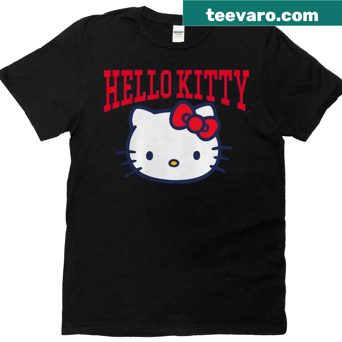 Big face Hello Kitty varsity style t-shirt. — on a men's t-shirt
