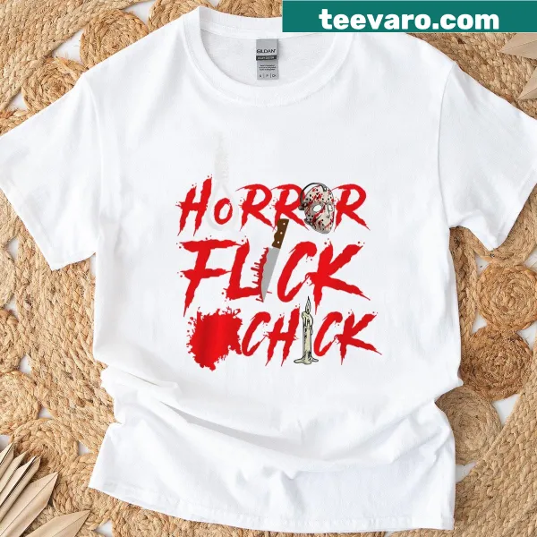 Vintage-style horror movie themed t-shirt with a distressed look