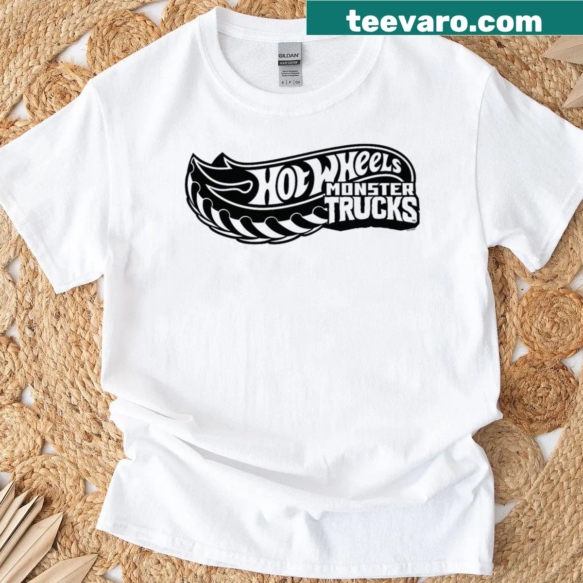 Hot Wheels logo t-shirt for monster truck fans — on a men's t-shirt