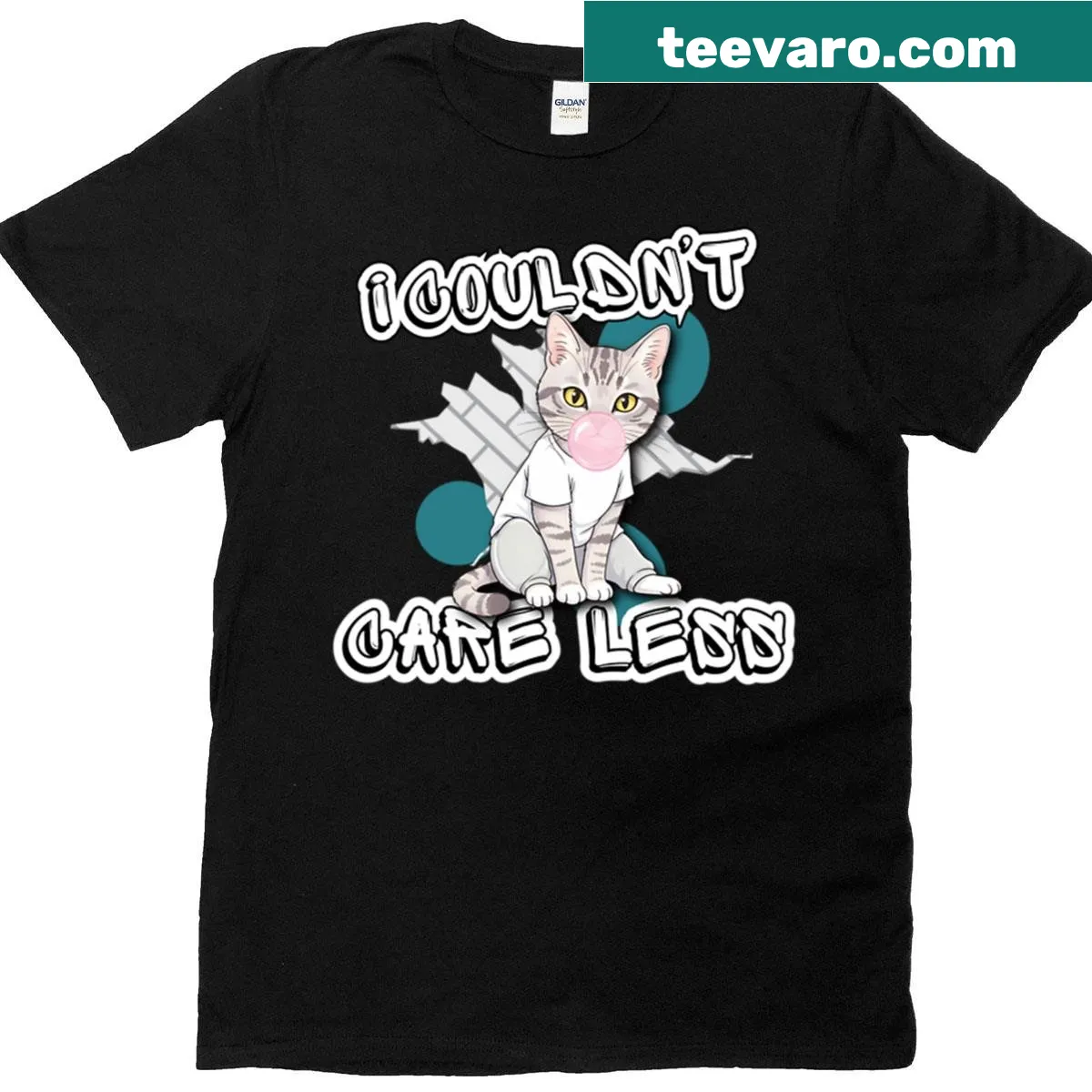 Funny cat t-shirt with sarcastic phrase about attitude — on a men's t-shirt