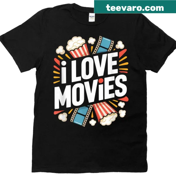 T-shirt with a popcorn and film reel graphic