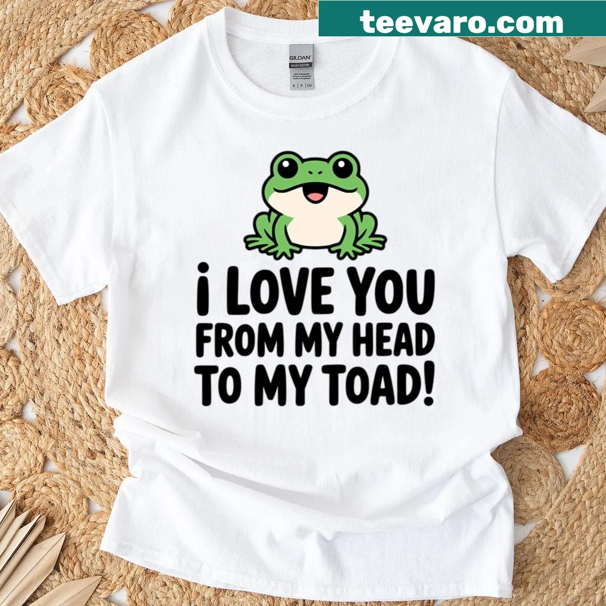 Cute t-shirt with the pun I Love You From My Head To My Toad — on a men's t-shirt
