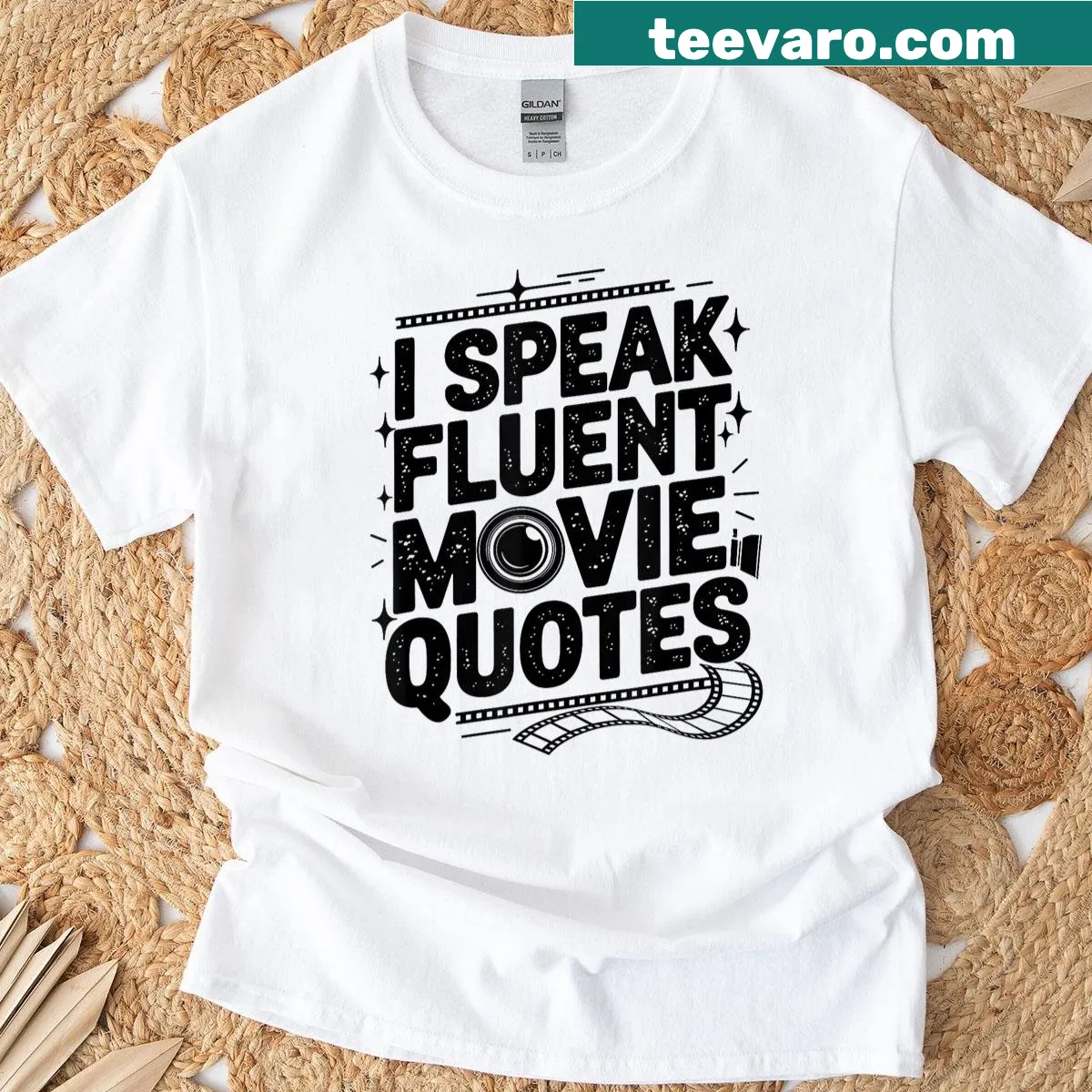 T-shirt with the quote 'I Speak Fluent Movie Quotes' for film lovers — on a men's t-shirt