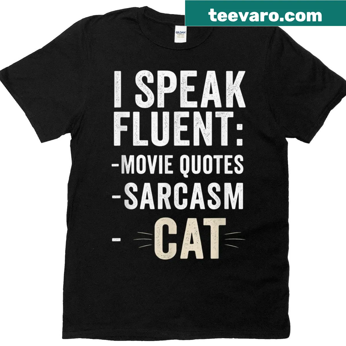 Funny T-shirt for cat owners with a movie quote phrase — on a men's t-shirt