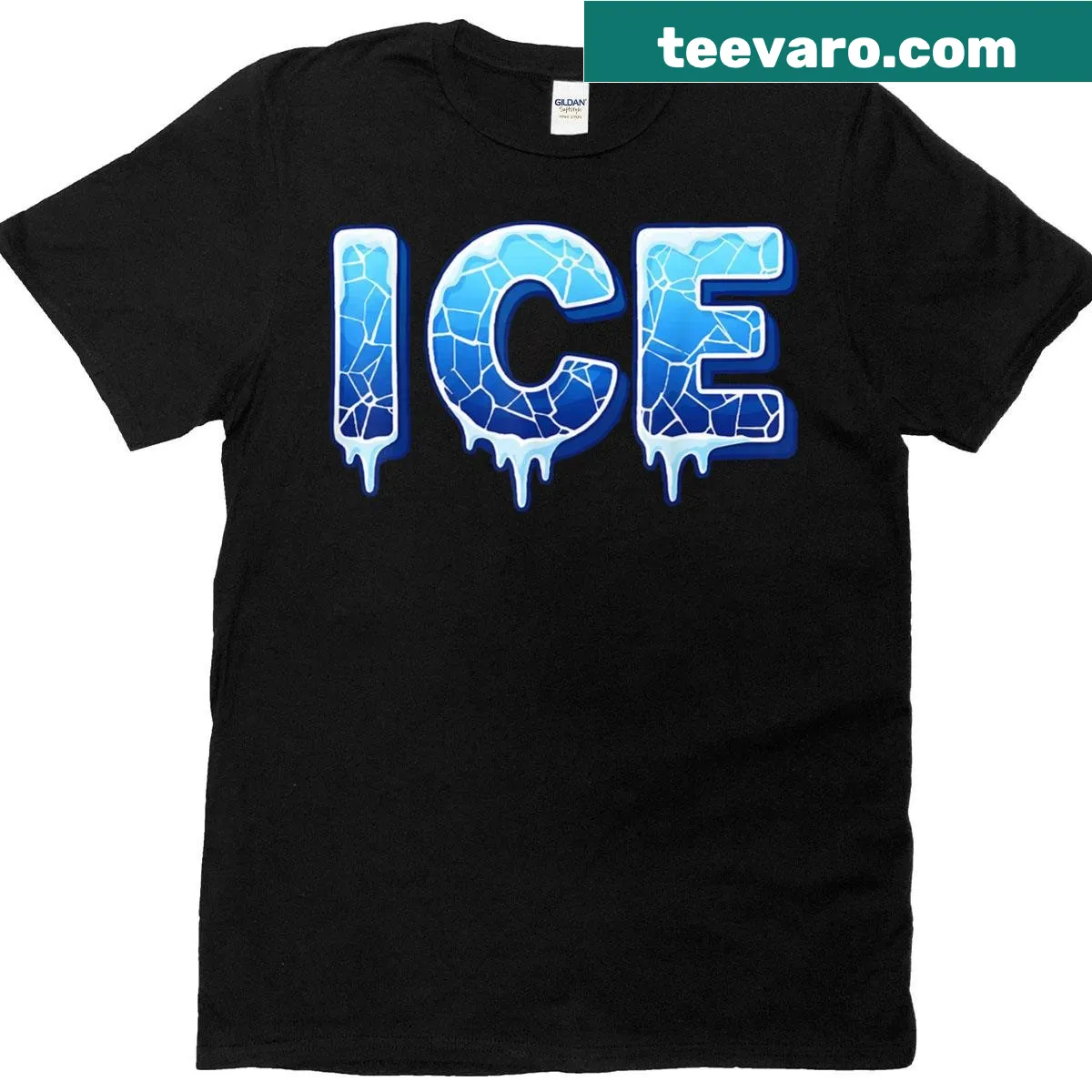 T-shirt with ice bag logo design for Halloween costume humor — on a men's t-shirt