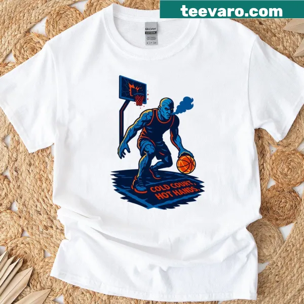 T-shirt featuring an ice basketball winter streetwear design