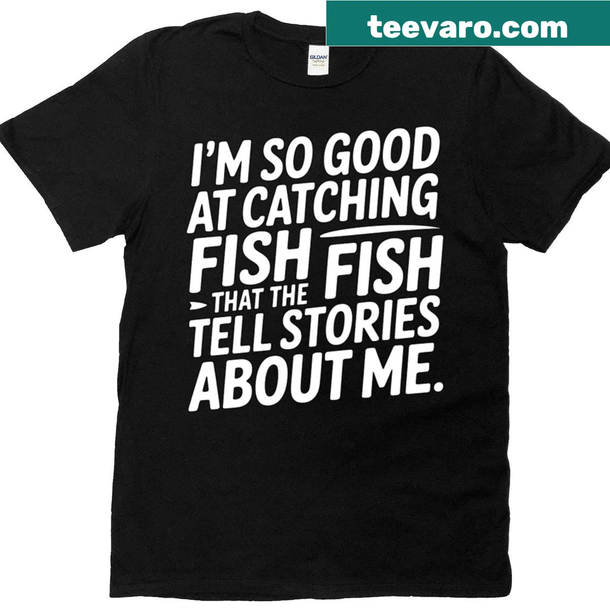 Funny fishing quote T-shirt with humorous text design. — on a men's t-shirt