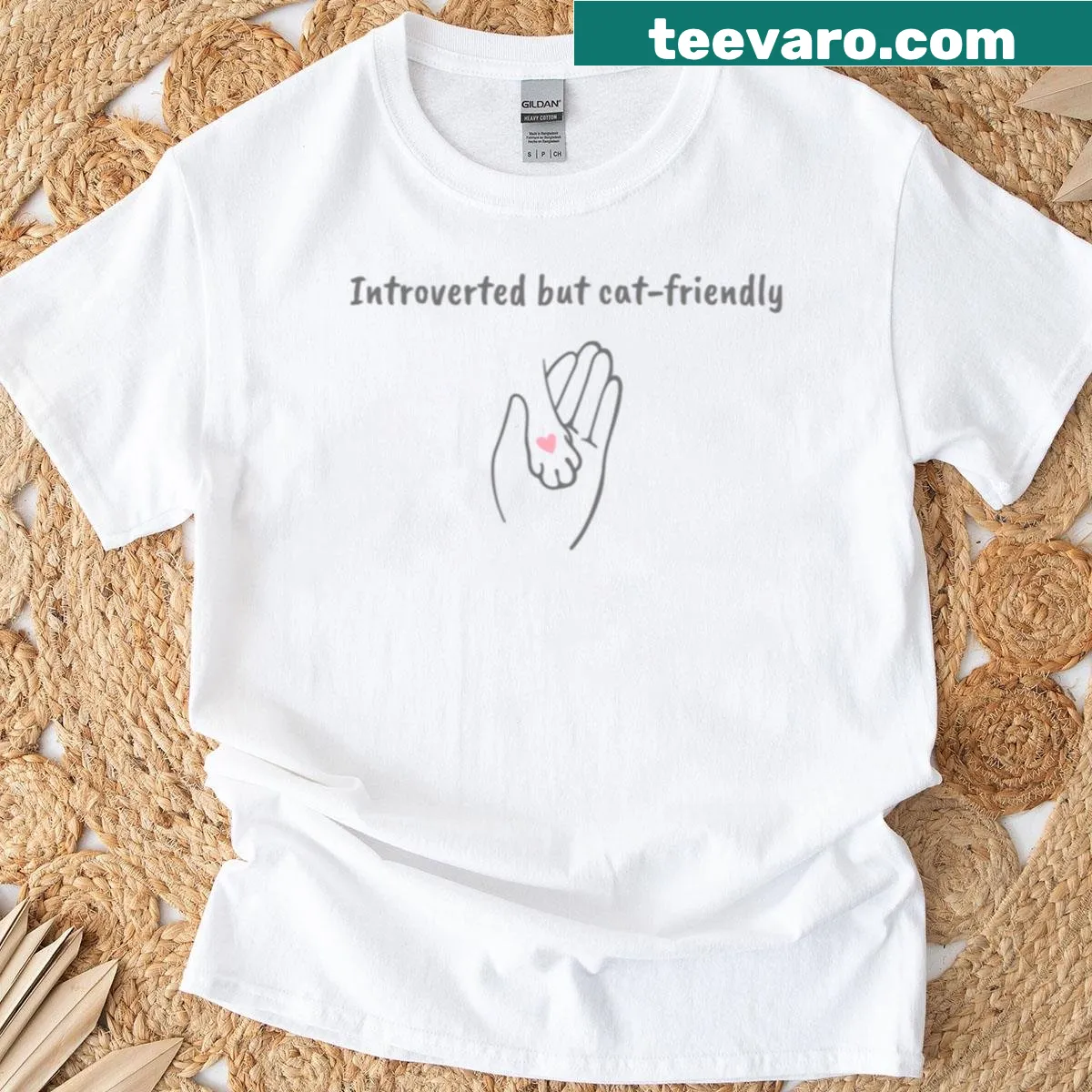 Minimalist line-art design celebrating introversion and love for cats — on a men's t-shirt