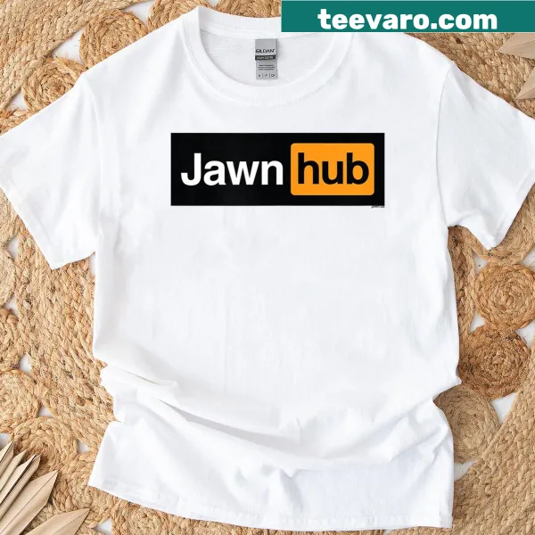 Funny Philadelphia t-shirt featuring Jawnhub logo and playful design