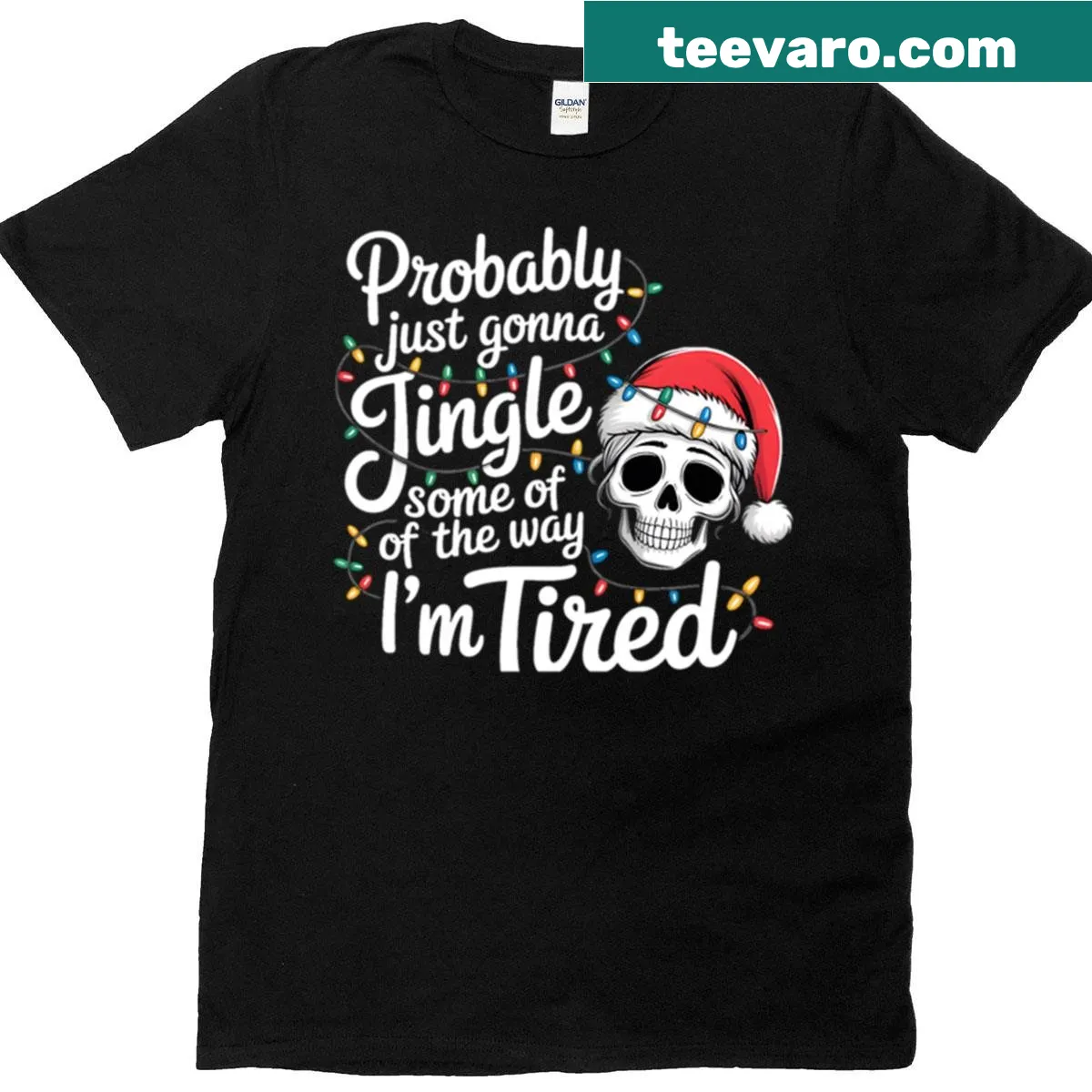 Funny Christmas T-shirt for moms with a skull and jingle text — on a men's t-shirt