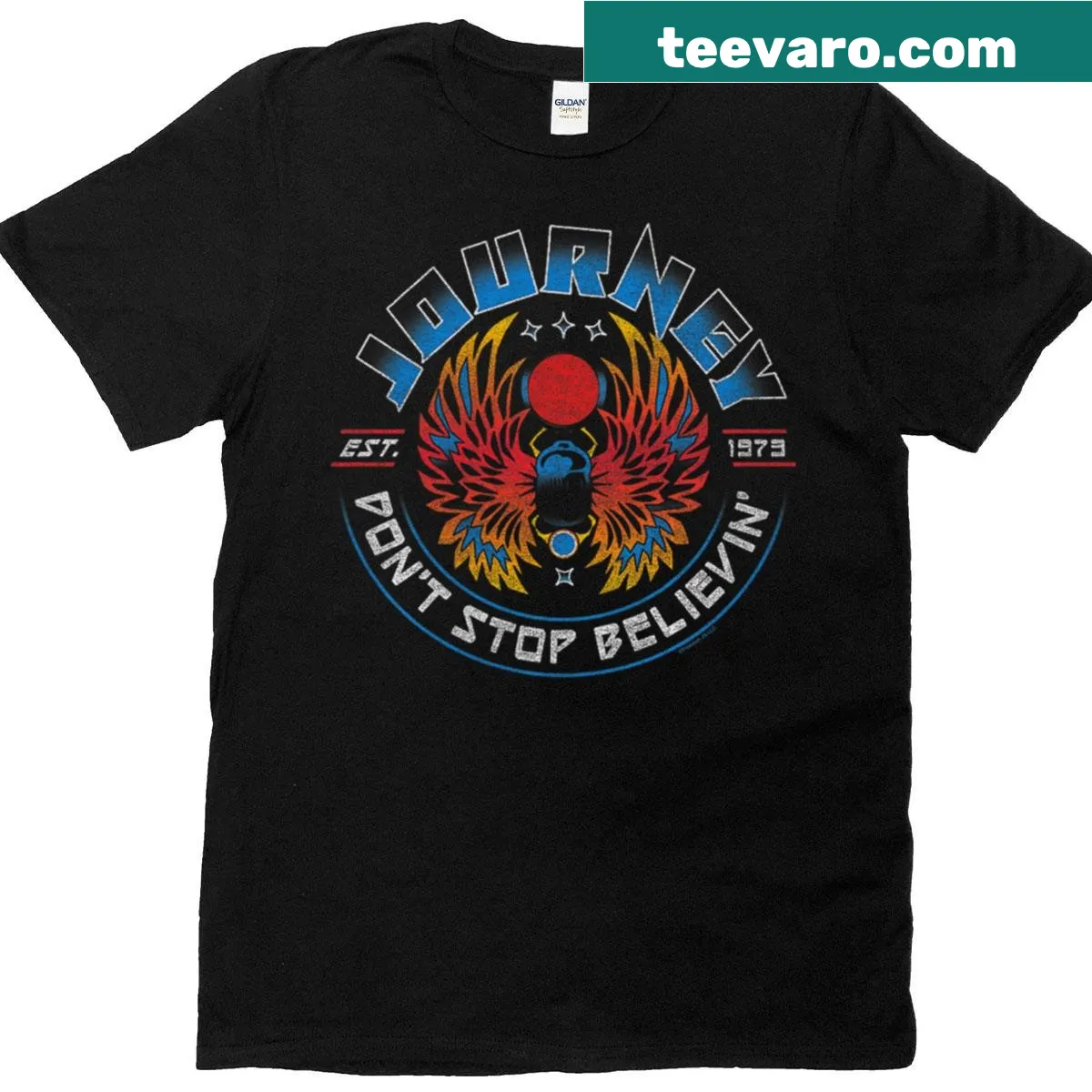 Vintage Journey band logo graphic shirt — on a men's t-shirt