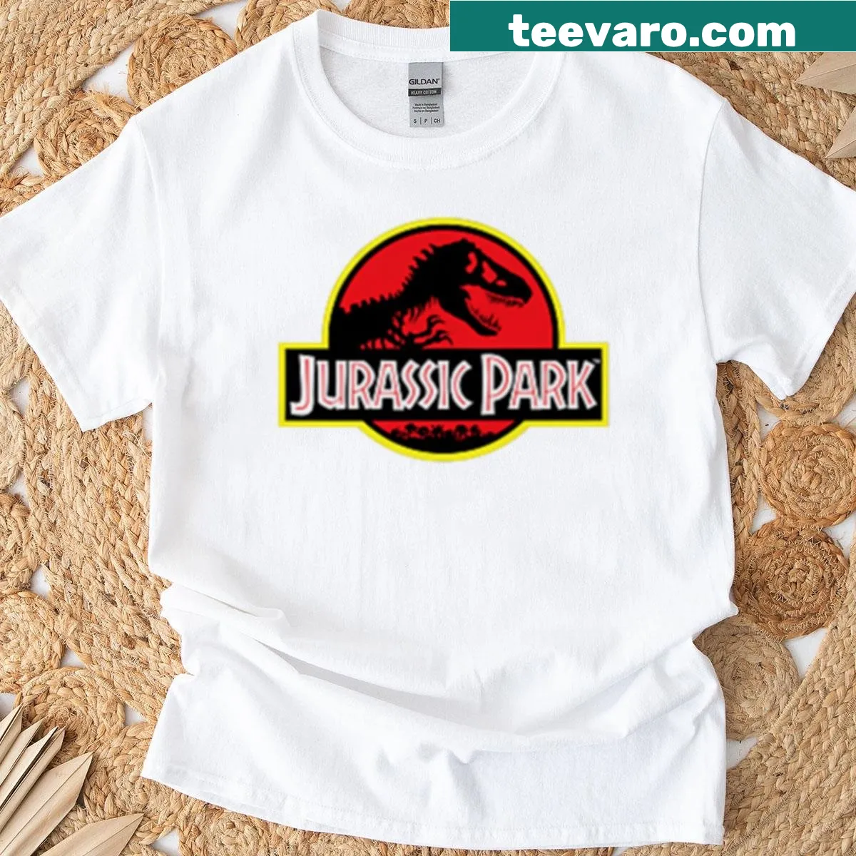 Jurassic Park logo pocket T-shirt for dinosaur fans — on a men's t-shirt