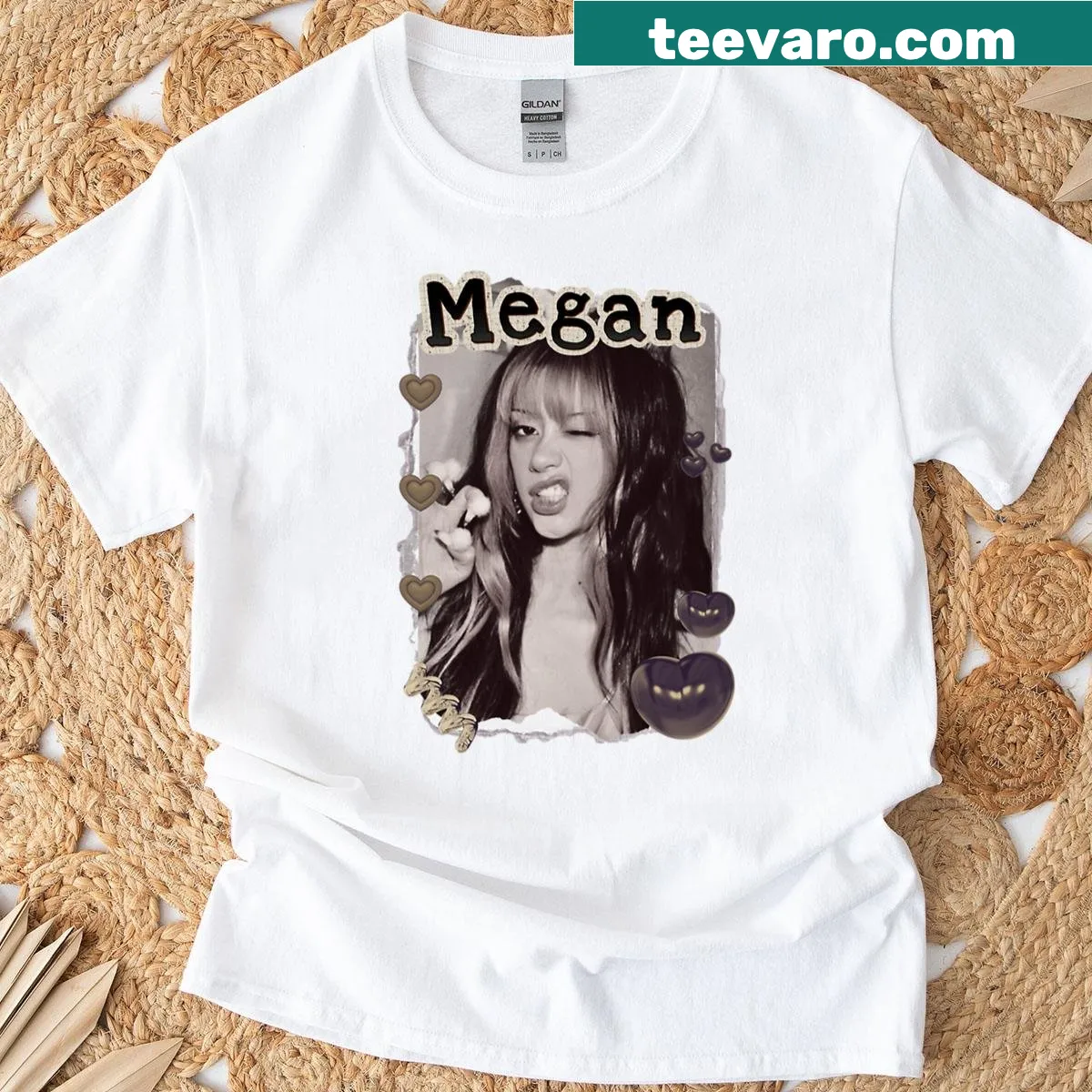 Cozy Y2k vintage design t-shirt featuring Kateye Megan group collage — on a men's t-shirt