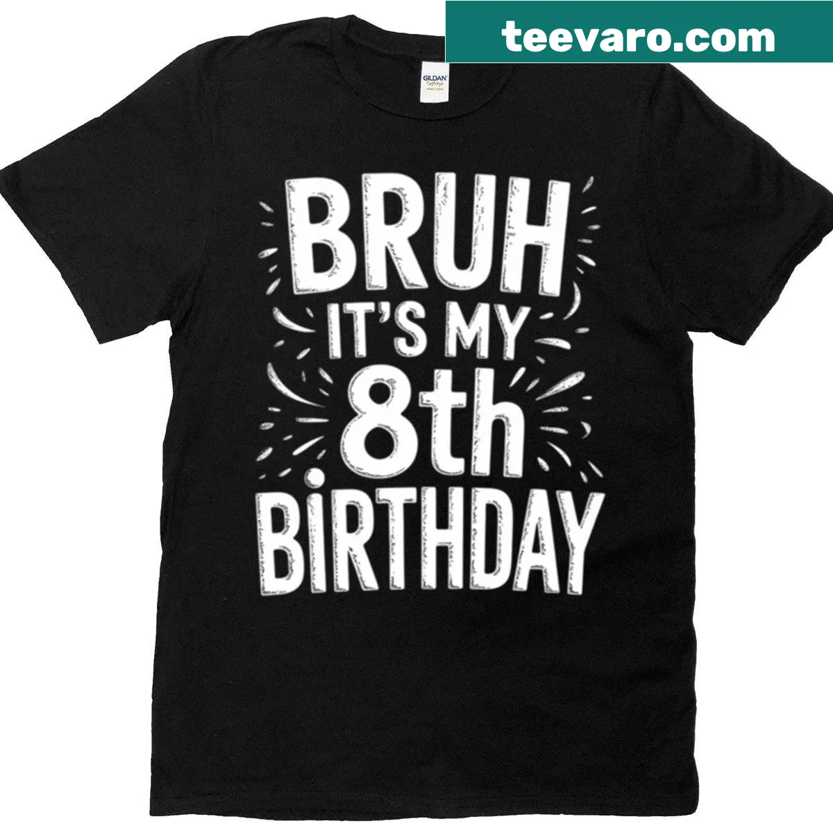 8th birthday T-shirt with playful text for kids — on a men's t-shirt