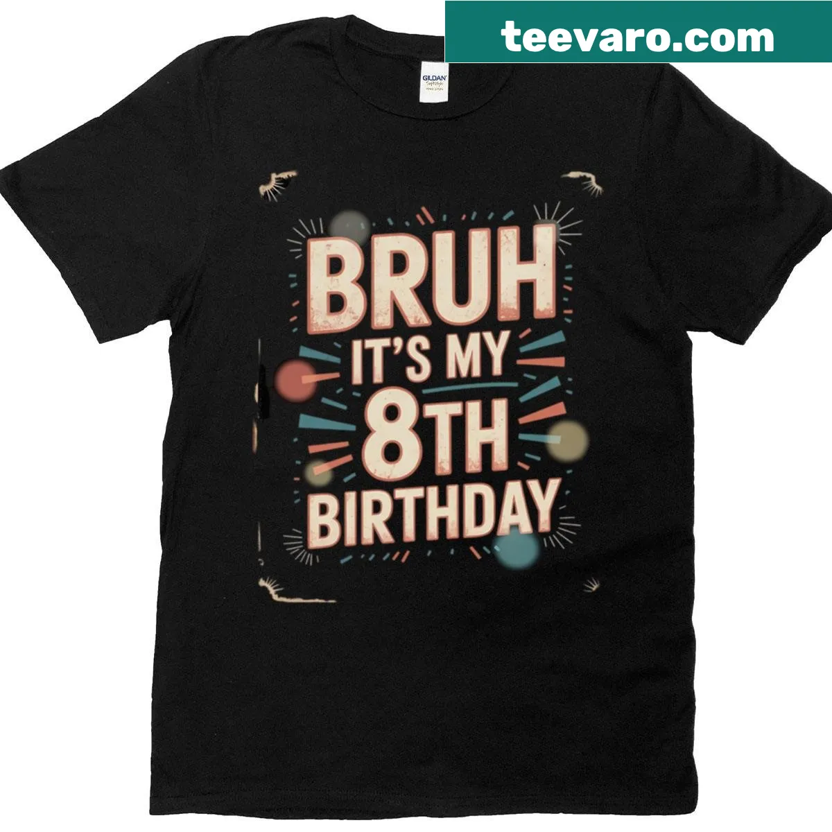 Kids birthday t-shirt with humorous text: Bruh It's My 8th Birthday — on a men's t-shirt