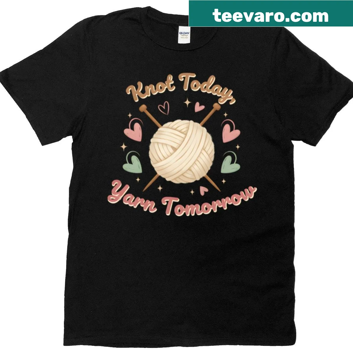 Funny t-shirt for knitters with the phrase Knot Today Yarn Tomorrow — on a men's t-shirt