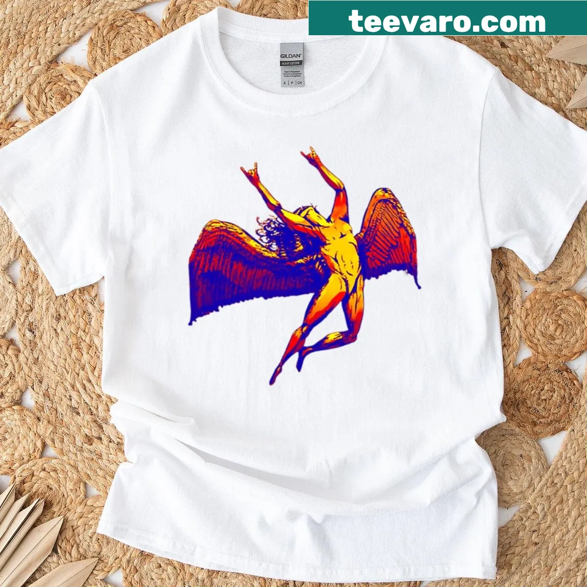 Led Zeppelin Icarus illustrated t-shirt — on a men's t-shirt