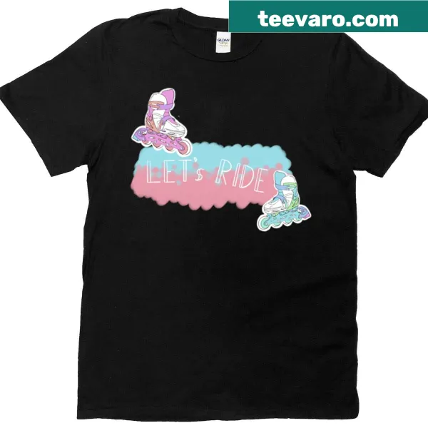 Adventure-themed t-shirt with the phrase Let's Ride in bold typography