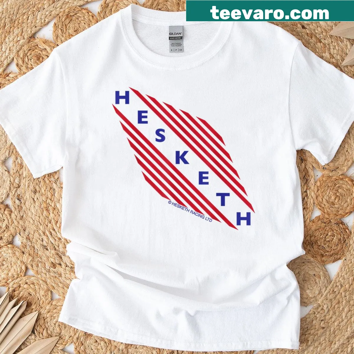 Retro sports logo and stripes on a clean t-shirt — on a men's t-shirt