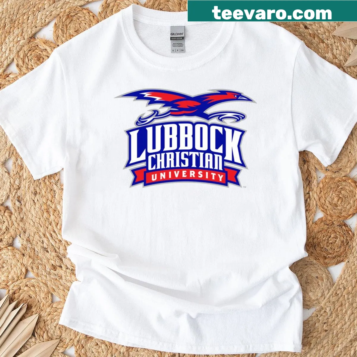 Lubbock Christian University Chaparrals logo t-shirt — on a men's t-shirt