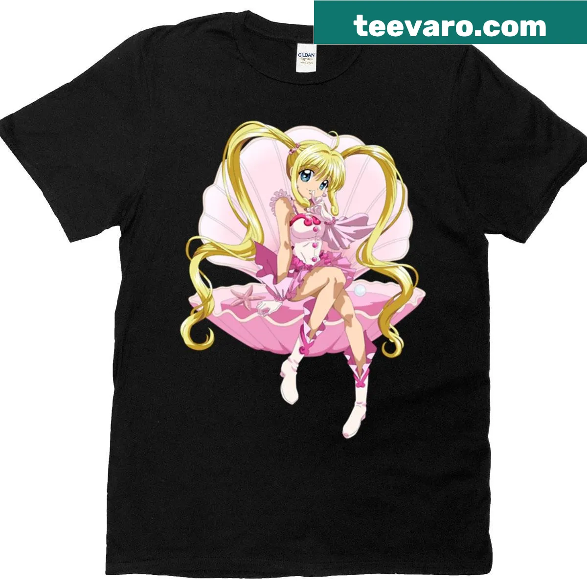 Nanami Ruchia from Mermaid Melody on a pink T-shirt — on a men's t-shirt
