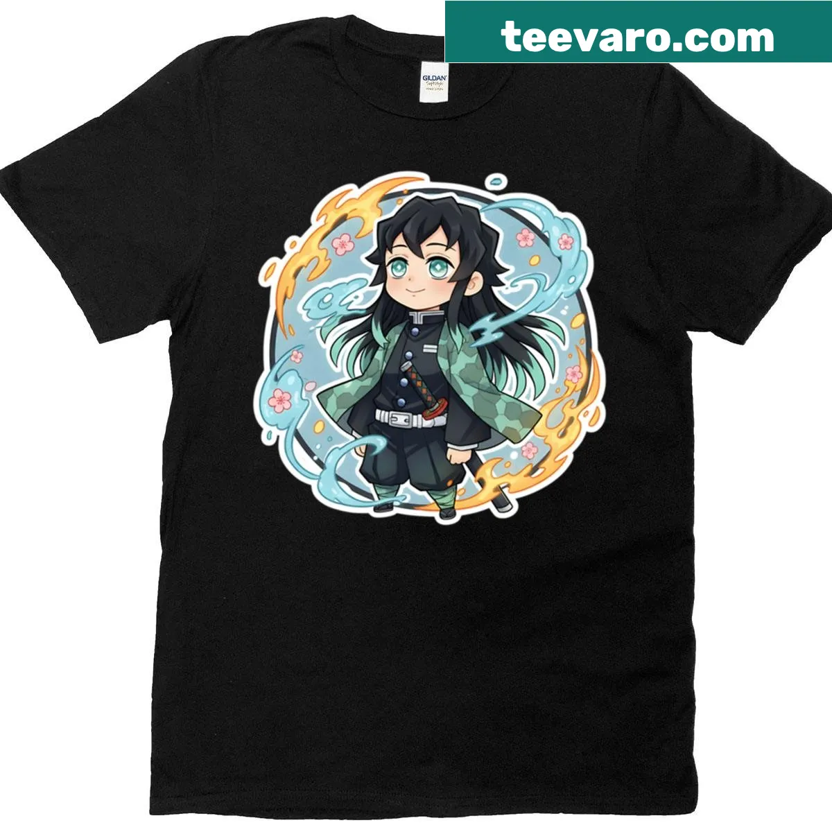 Mini Mist Warrior T-shirt with whimsical warrior illustration — on a men's t-shirt