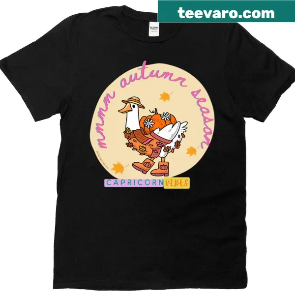 Autumn-themed oversized T-shirt with duck illustration
