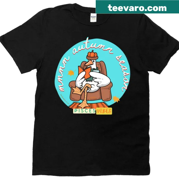 Oversized T-shirt featuring a Pisces-themed duck illustration for fall.