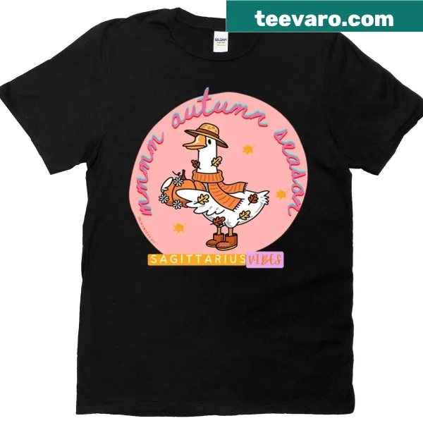Whimsical autumn-themed design featuring a zodiac duck illustration.