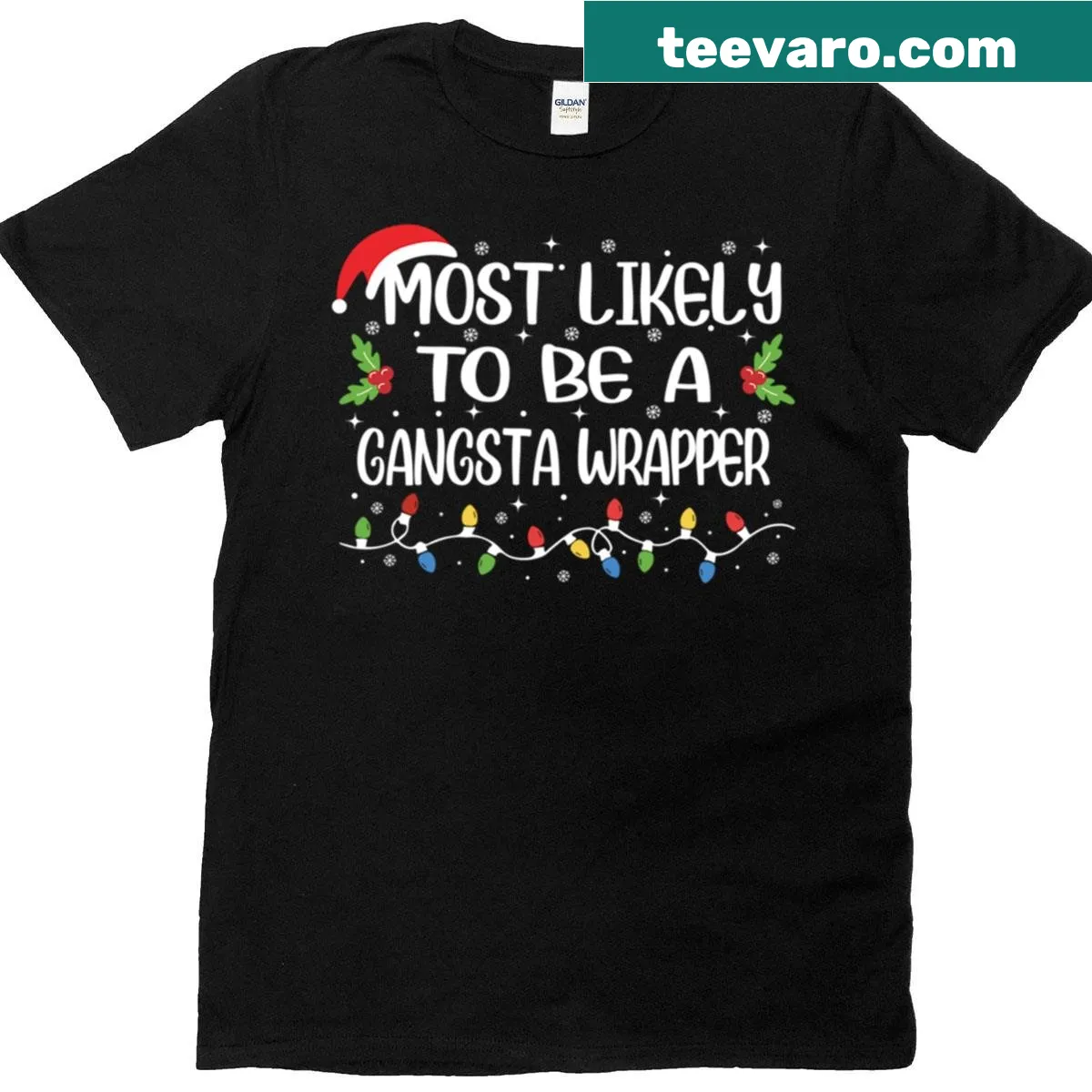 Humorous T-shirt with text about being a gangsta wrapper — on a men's t-shirt