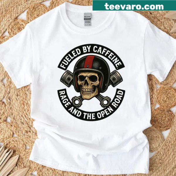 Motorcycle-themed active T-shirt with bold typography
