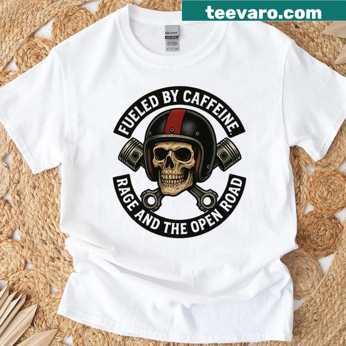 Motorcycle-themed active T-shirt with bold typography — on a men's t-shirt