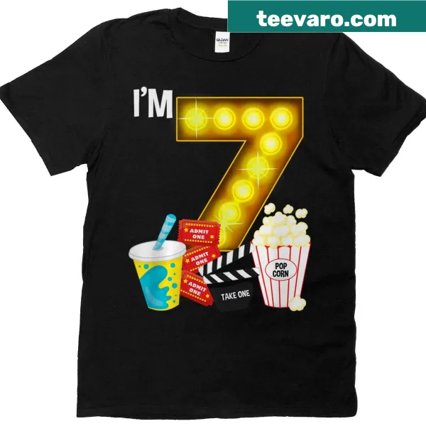 Cartoon Movie Night Party T-shirt for kids' 7th birthday
