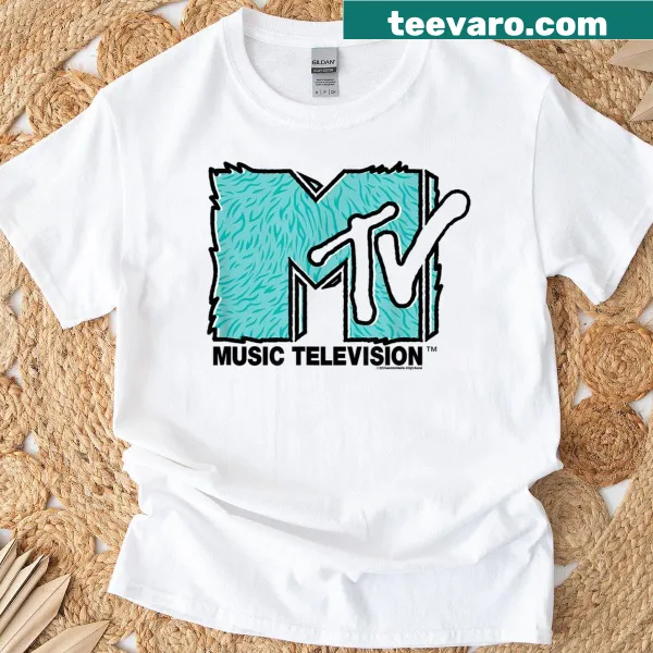 Vintage MTV logo with a furry texture on a T-shirt