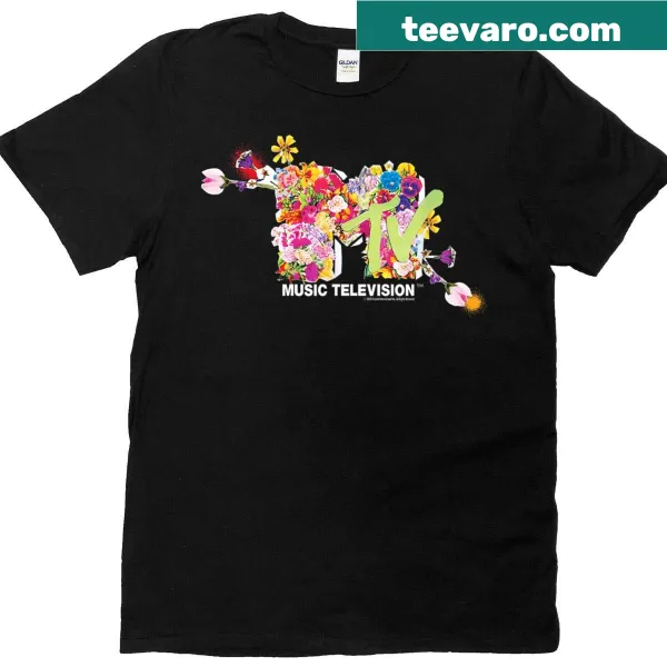 MTV logo T-shirt featuring a floral design for music lovers