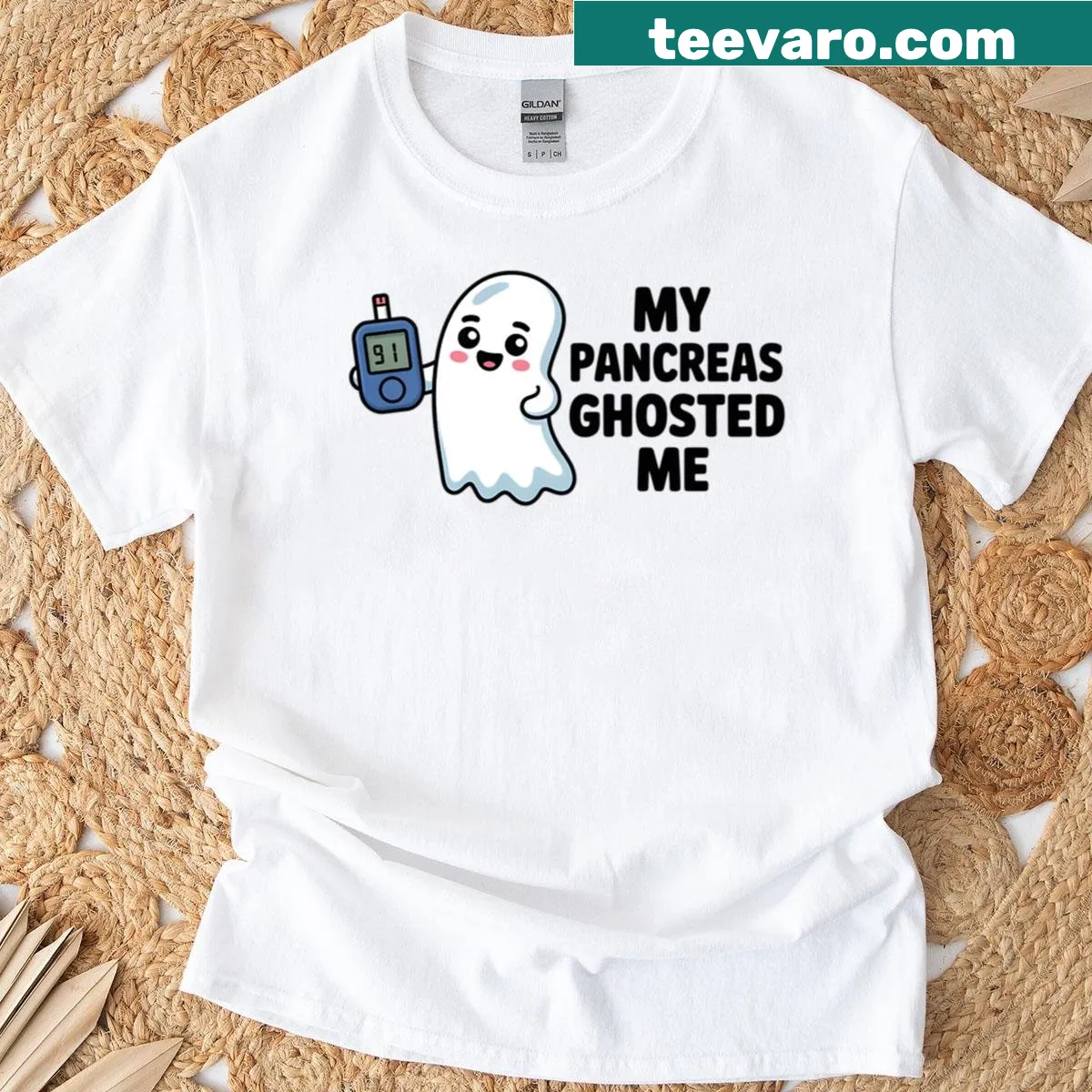 Funny T-shirt with the phrase 'My Pancreas Ghosted Me' — on a men's t-shirt