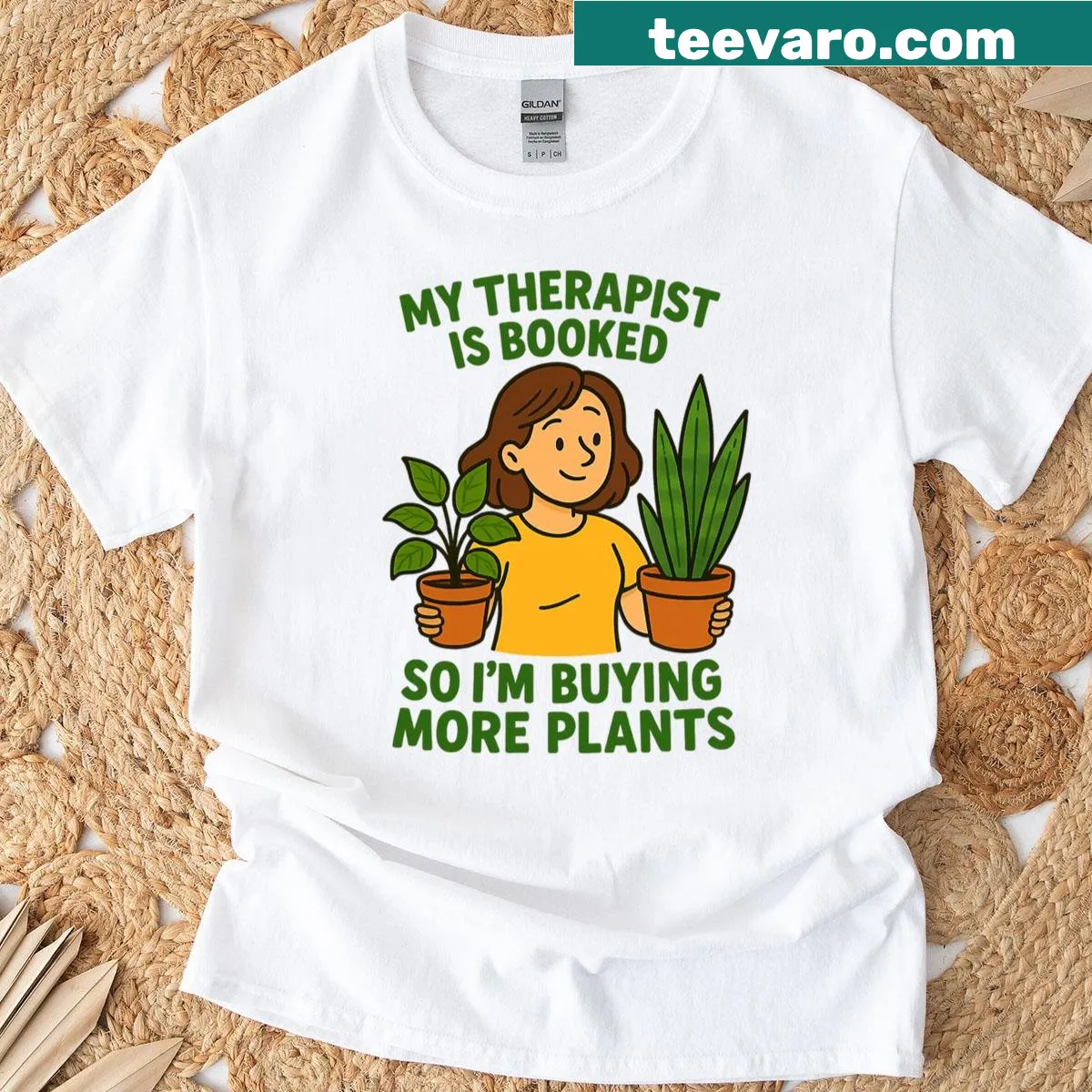 Funny T-shirt with a saying about plants and therapy — on a men's t-shirt