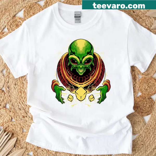 Illustration of a mystical alien with powers on T-shirt