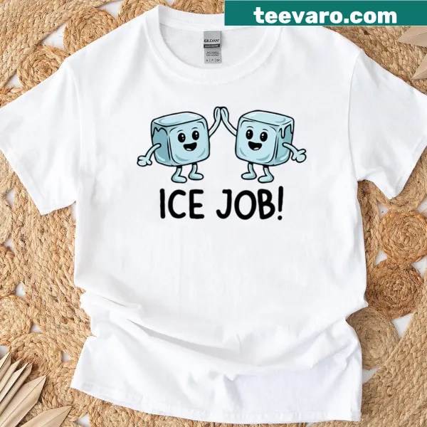 Cute cartoon ice cubes high-fiving with pun text T-shirt