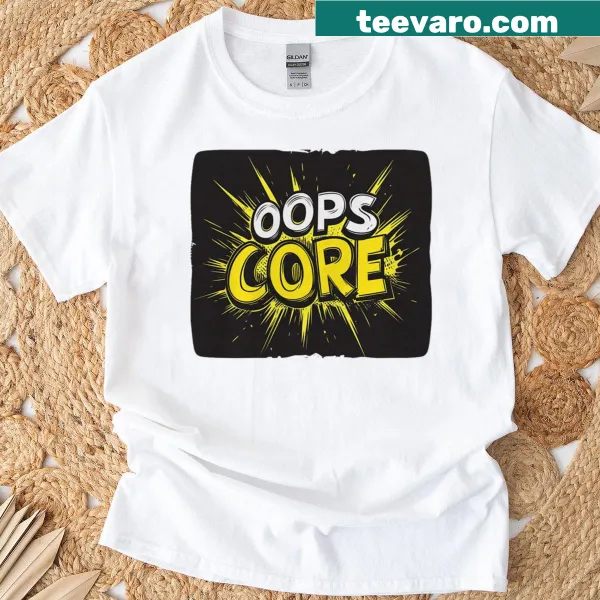 Minimalist 'Nice Oops' logo on a T-shirt