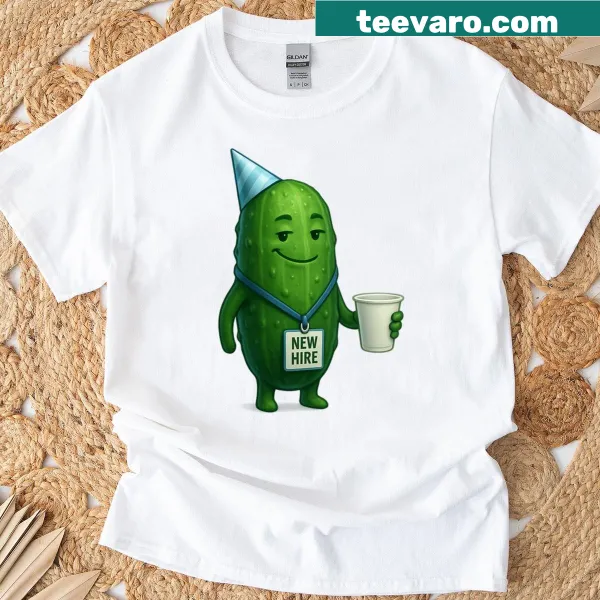 Funny t-shirt for office party with 'Office Party Hero' text and pickle graphic