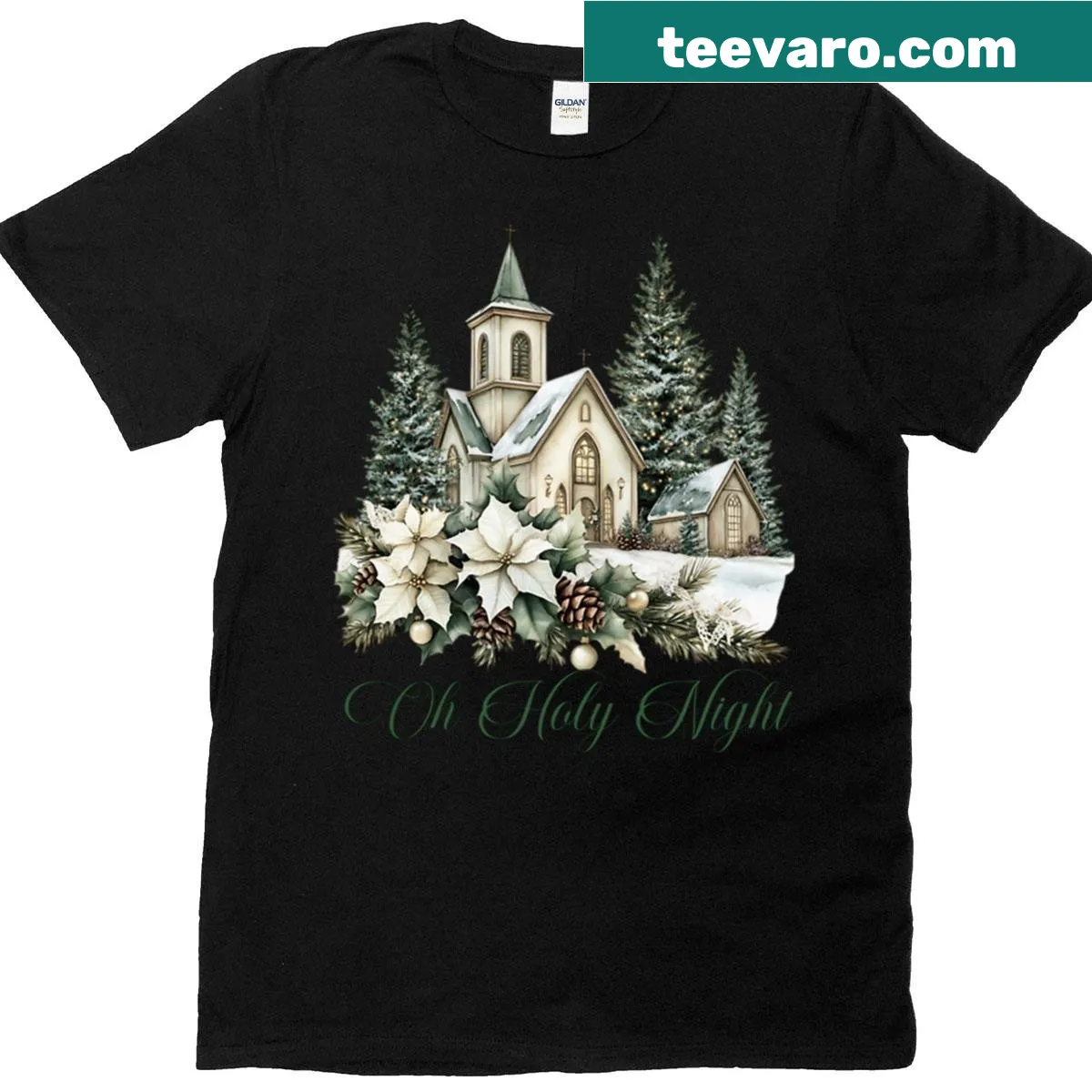 Christmas-themed shirt inspired by 'Oh Holy Night' — on a men's t-shirt