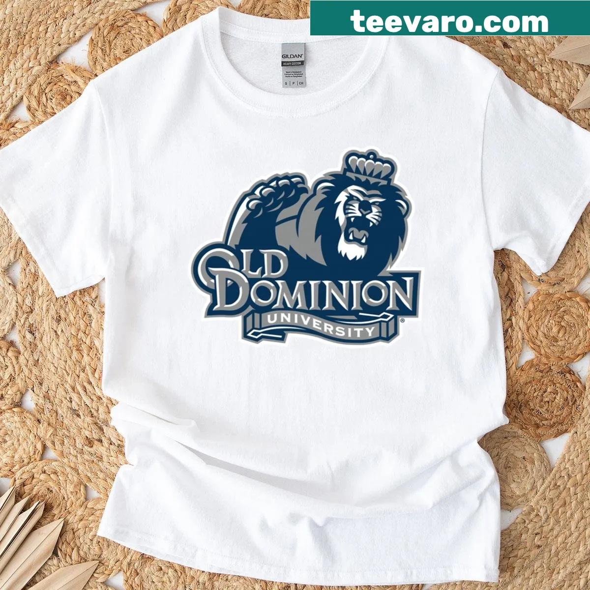 Old Dominion University Monarchs logo printed on T-shirt — on a men's t-shirt